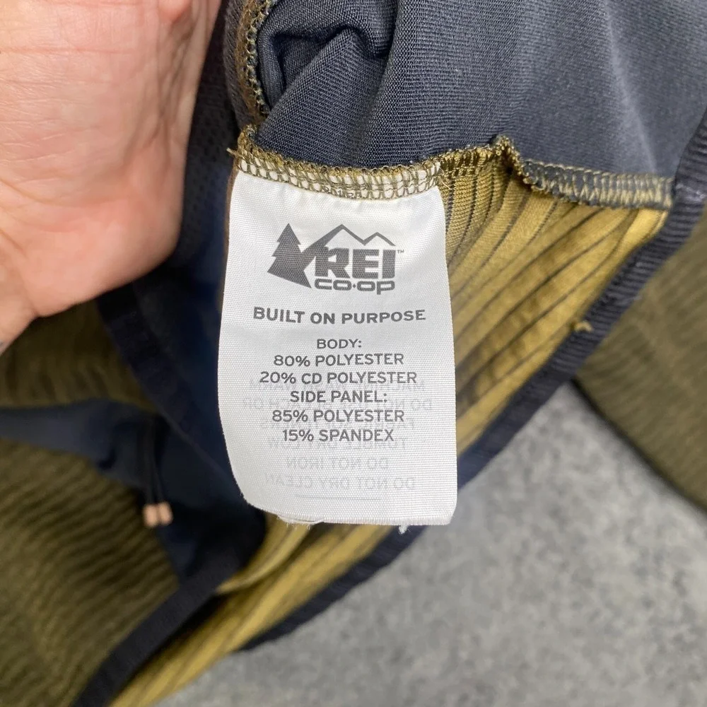 REI Active Pursuits Long Sleeve Crew Olive Green Shirt Mens XL Zip Pocket 140873